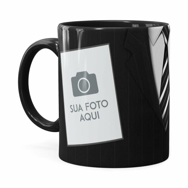 Caneca Feliz Dia Dos Pais Com Foto Preta