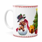 Caneca Feliz Natal Boneco De Neve Branca