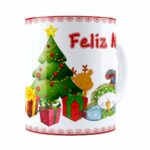 Caneca Feliz Natal Boneco De Neve Branca