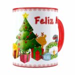 Caneca Feliz Natal Boneco De Neve Vermelha