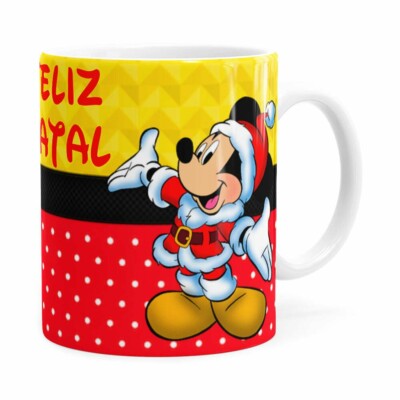Caneca Feliz Natal Do Mickey Branca