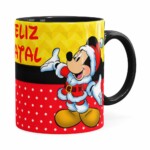 Caneca Feliz Natal Do Mickey Preta