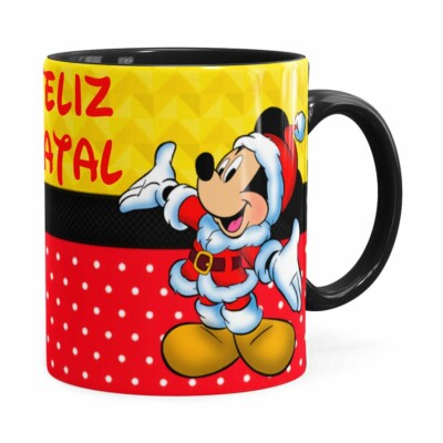 Caneca Feliz Natal Do Mickey Preta