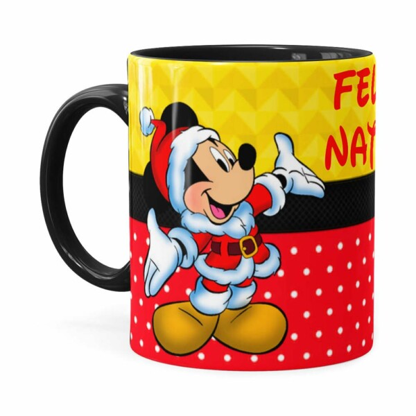 Caneca Feliz Natal Do Mickey Preta