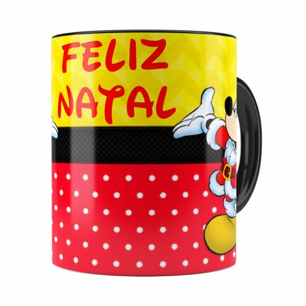 Caneca Feliz Natal Do Mickey Preta