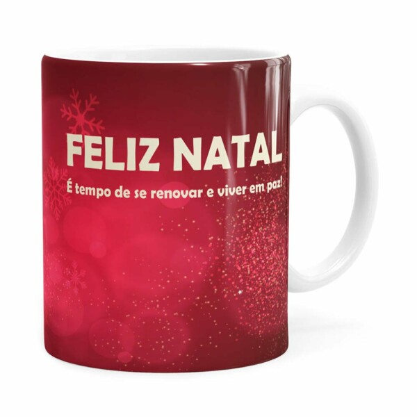 Caneca Feliz Natal É Tempo De Renovar Branca