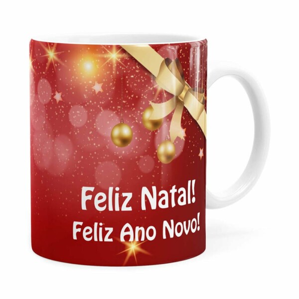 Caneca Feliz Natal Feliz Ano Novo V01 Branca