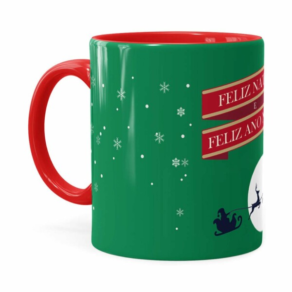 Caneca Feliz Natal Feliz Ano Novo V02 Vermelho