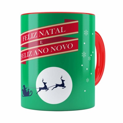 Caneca Feliz Natal Feliz Ano Novo V02 Vermelho