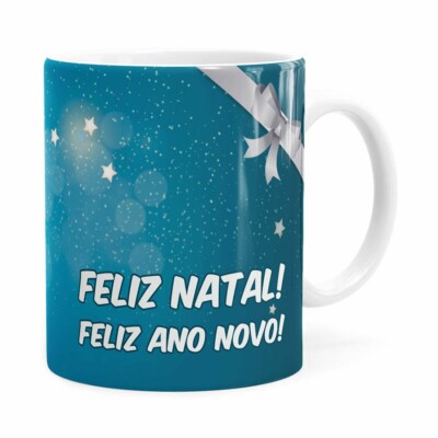 Caneca Feliz Natal Feliz Natal Feliz Ano Novo V03 Branca V03 Branca
