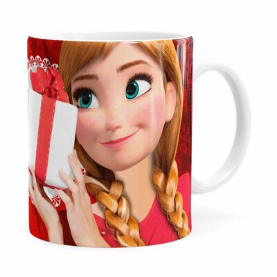 Caneca Feliz Natal Frozen Anna V01 Branca
