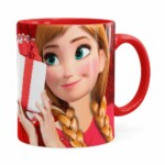 Caneca Feliz Natal Frozen Anna V01 Vermelha