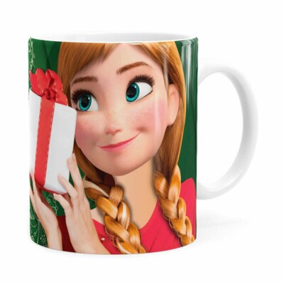 Caneca Feliz Natal Frozen Anna V02 Branca