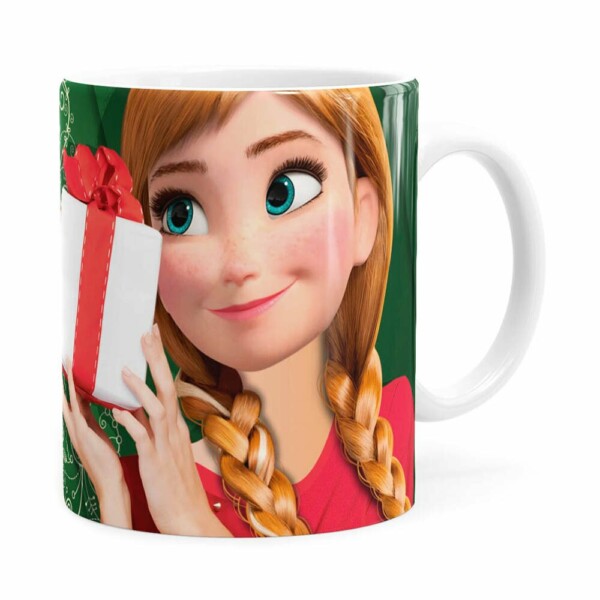 Caneca Feliz Natal Frozen Anna V02 Branca