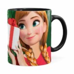 Caneca Feliz Natal Frozen Anna V02 Preta