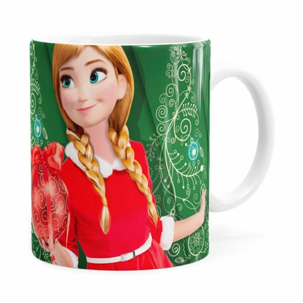 Caneca Feliz Natal Frozen Anna V03 Branca