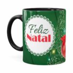 Caneca Feliz Natal Frozen Anna V03 Preta