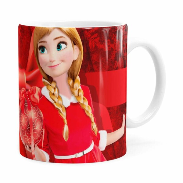 Caneca Feliz Natal Frozen Anna V04 Branca