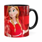 Caneca Feliz Natal Frozen Anna V04 Preta