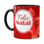 Caneca Feliz Natal Frozen Anna V04 Preta