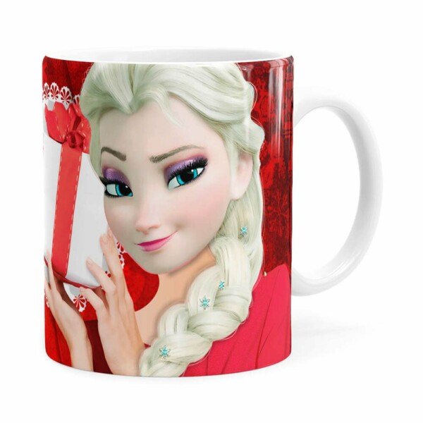 Caneca Feliz Natal Frozen Elsa V01 Branca
