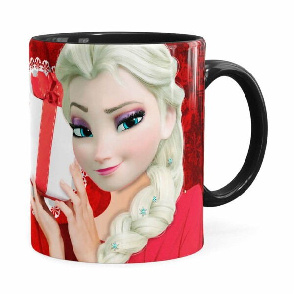 Caneca Feliz Natal Frozen Elsa V01 Preta