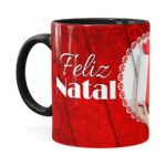 Caneca Feliz Natal Frozen Elsa V01 Preta