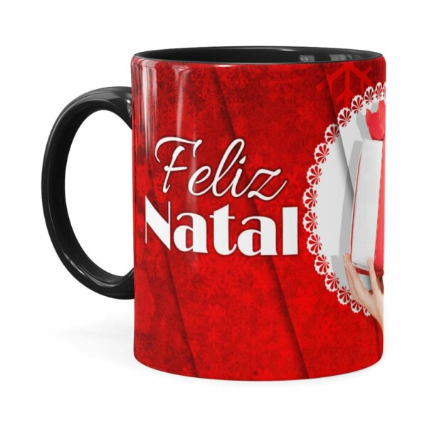 Caneca Feliz Natal Frozen Elsa V01 Preta