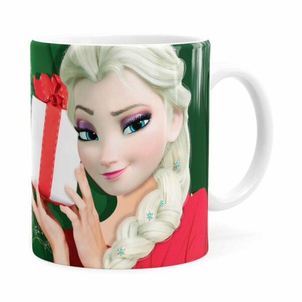 Caneca Feliz Natal Frozen Elsa V02 Branca