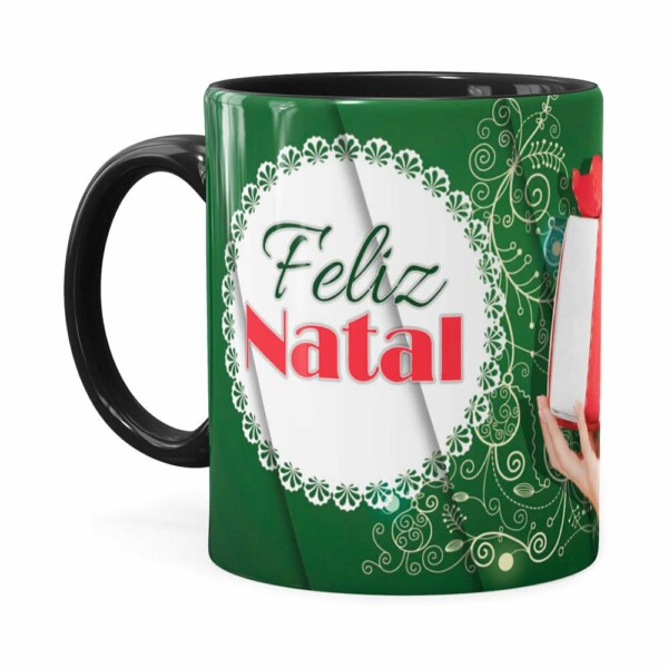 Caneca Feliz Natal Frozen Elsa V02 Preta