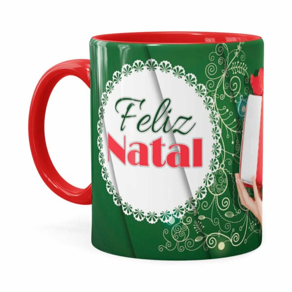 Caneca Feliz Natal Frozen Elsa V02 Vermelha