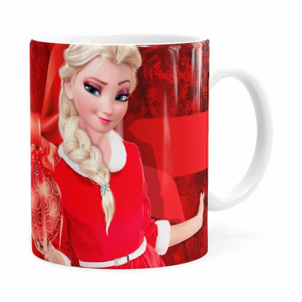 Caneca Feliz Natal Frozen Elsa V03 Branca