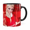 Caneca Feliz Natal Frozen Elsa V03 Preta