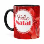 Caneca Feliz Natal Frozen Elsa V03 Preta