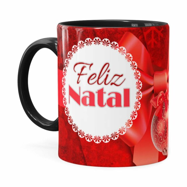 Caneca Feliz Natal Frozen Elsa V03 Preta