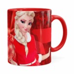 Caneca Feliz Natal Frozen Elsa V03 Vermelha