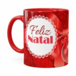 Caneca Feliz Natal Frozen Elsa V03 Vermelha
