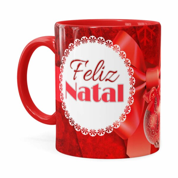 Caneca Feliz Natal Frozen Elsa V03 Vermelha