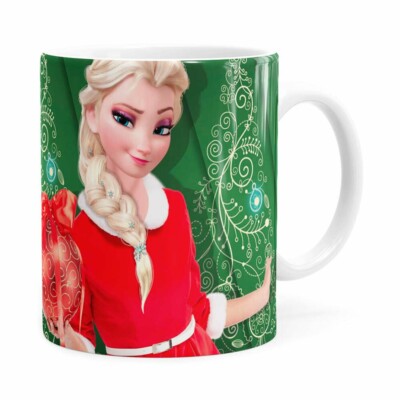 Caneca Feliz Natal Frozen Elsa V04 Branca