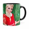 Caneca Feliz Natal Frozen Elsa V04 Preta