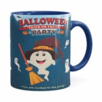 Caneca Halloween Dia Das Bruxas V02 Azul Escuro
