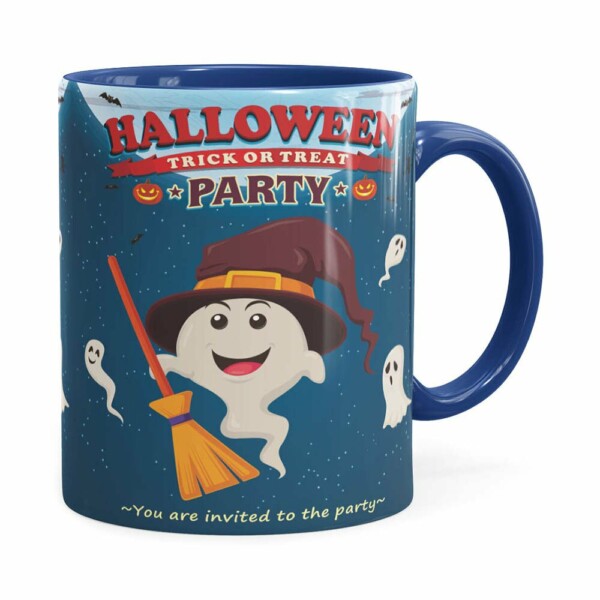 Caneca Halloween Dia Das Bruxas V02 Azul Escuro
