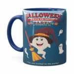 Caneca Halloween Dia Das Bruxas V02 Azul Escuro