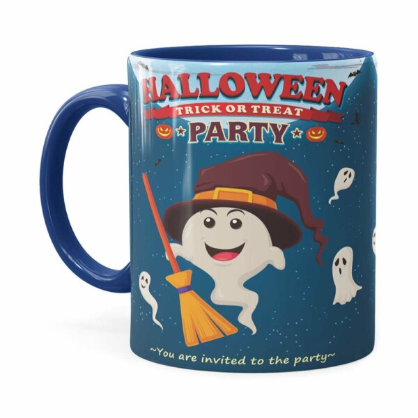 Caneca Halloween Dia Das Bruxas V02 Azul Escuro