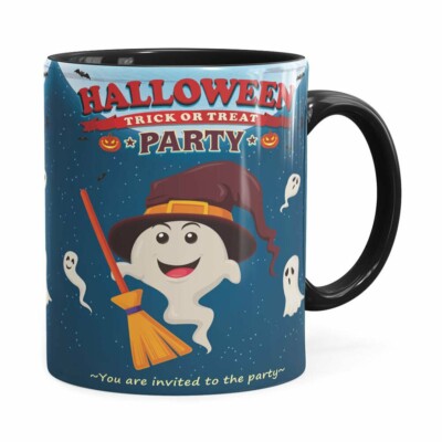 Caneca Halloween Dia Das Bruxas V02 Preta