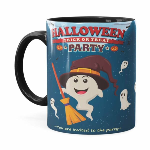 Caneca Halloween Dia Das Bruxas V02 Preta