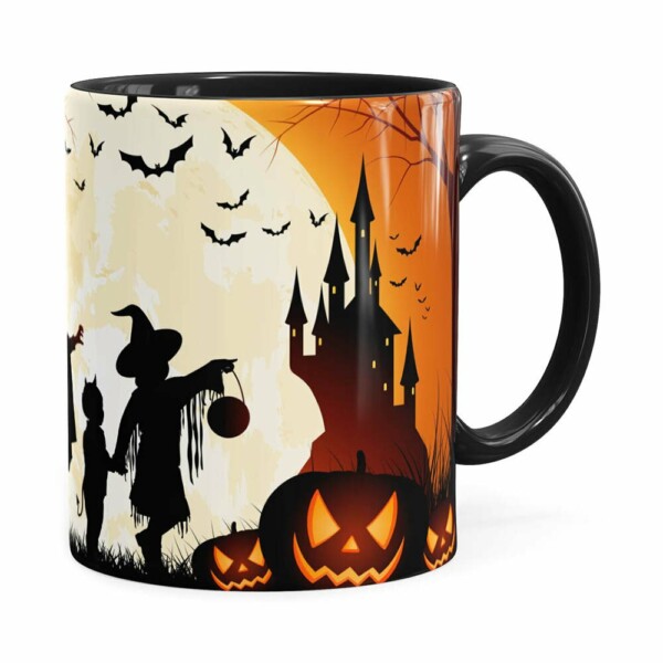 Caneca Halloween Dia Das Bruxas V03 Preta