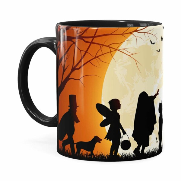 Caneca Halloween Dia Das Bruxas V03 Preta