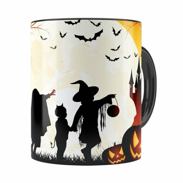 Caneca Halloween Dia Das Bruxas V03 Preta