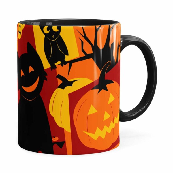 Caneca Halloween Dia Das Bruxas V04 Preta